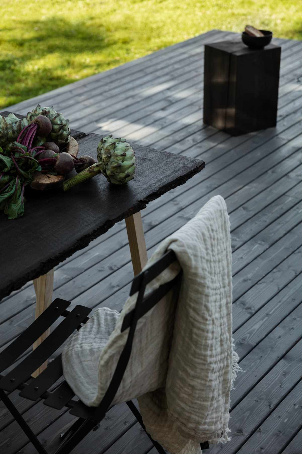 Taras i meble ogrodowe odnowieone produktami: Tikkurila Valtti Plus Wood Oil_kolor 5153 podloga, Tikkurila Valtti Plus Complete_5149 meble