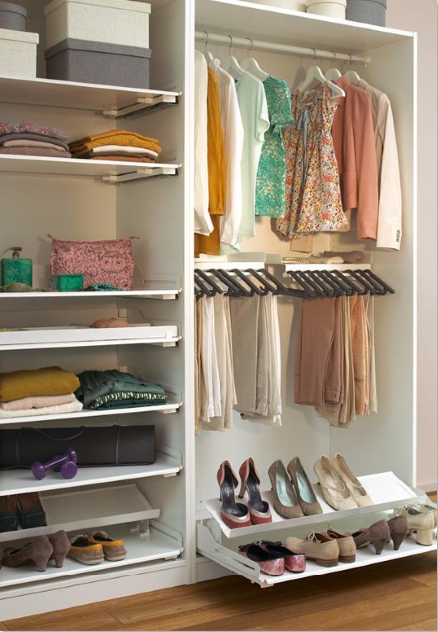 Półki Extendo rewelacyjnie dopasują się do każdej szafy garderobianej. Fot. Peka