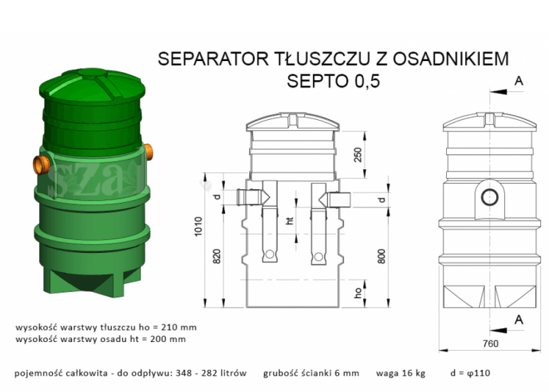 Separator tłuszczu z osadnikiem SEPTO