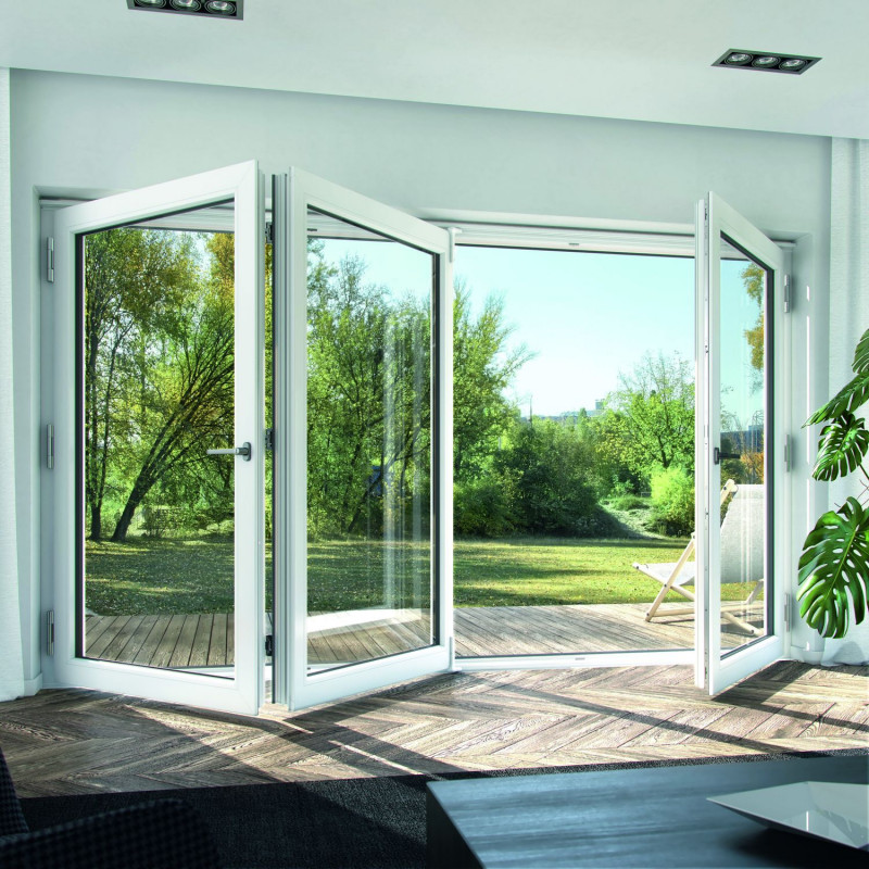 Drzwi składano-przesuwne z PVC-U Schüco LivIng