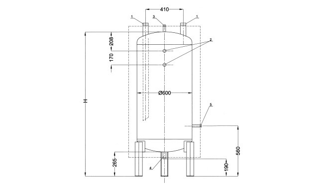 Stabilizator ciepłej wody Termica - rysunek techniczny