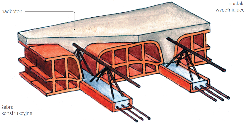 Schemat budowy stropu gęstożebrowego