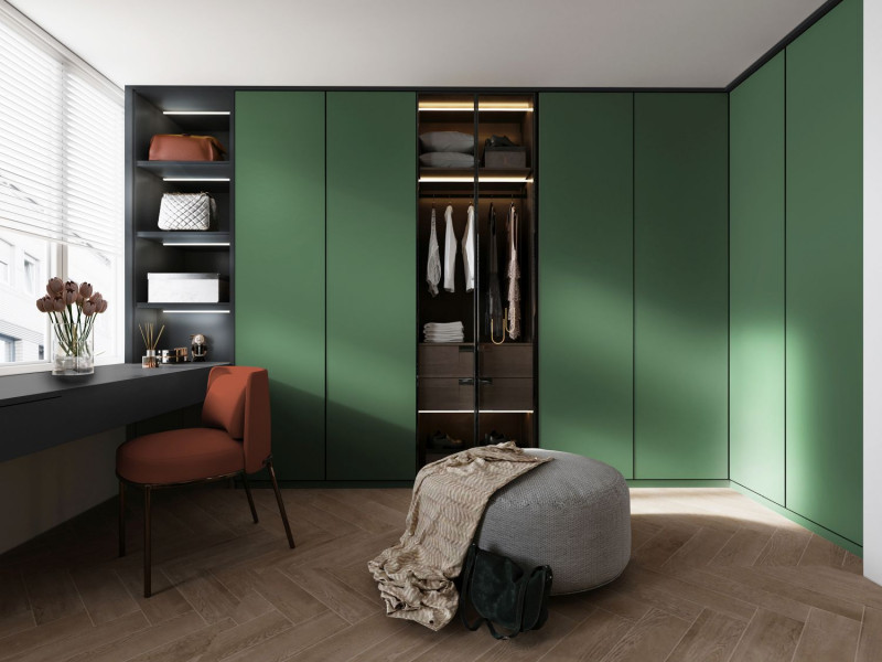 Dekory zastowane w aranżacji: U19008 Labrador, U12000 Czerń Wulkaniczna