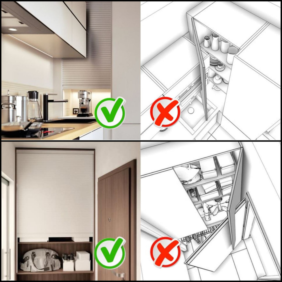 Żaluzje meblowe sprawdzą się w miejscach, gdzie jest problem z otwarciem szafki (fot. Rehau)