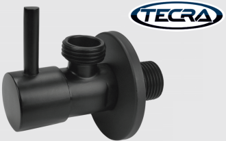 Czarny zawór kątowy Tecra z głowicą ceramiczną