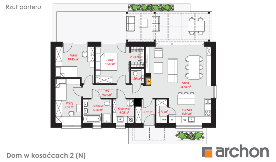 Dom w kosaćcach 2 (N) - rzuć parteru