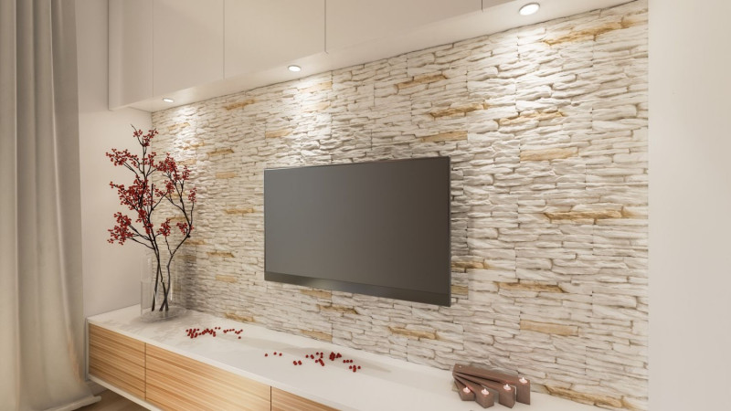 Wnętrze w stylu romantycznym z płytkami ściennymi Barbados