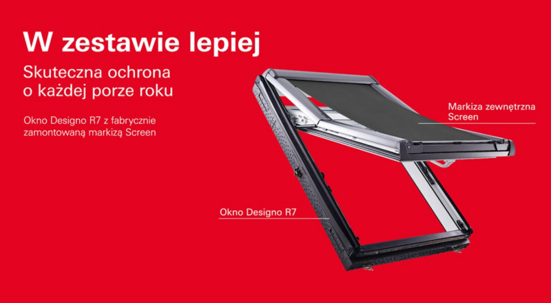 Okno Designo R7 z fabrycznie zamontowaną markizą