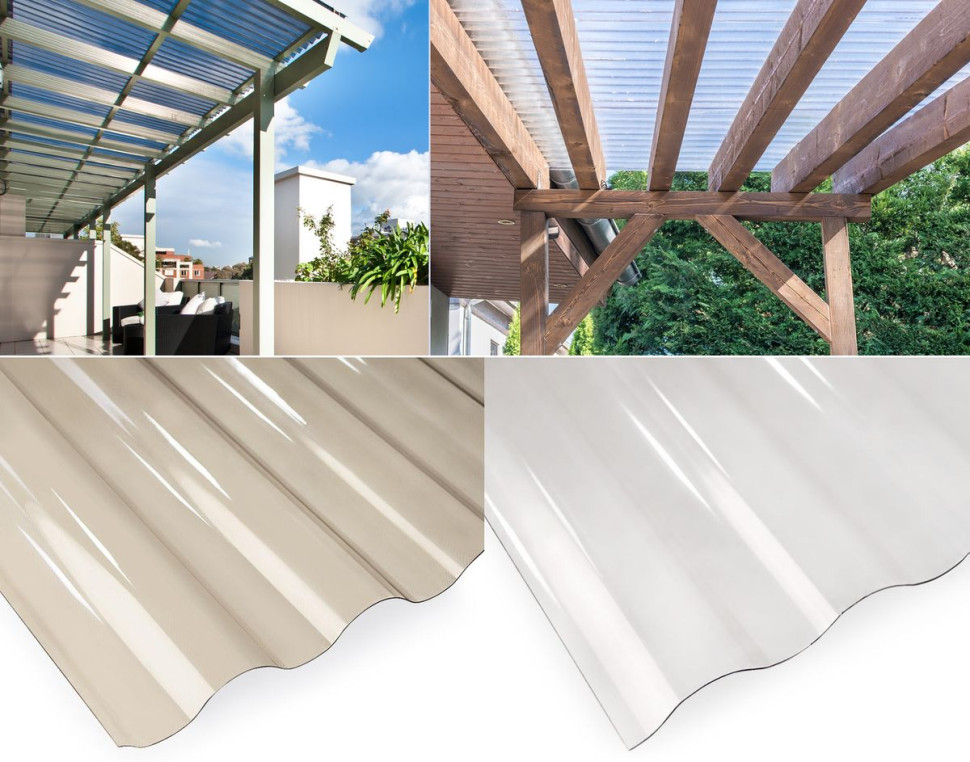 Płyty z poliwęglanu profilowanego PC08 na zadaszenie tarasu. fot. Robelit