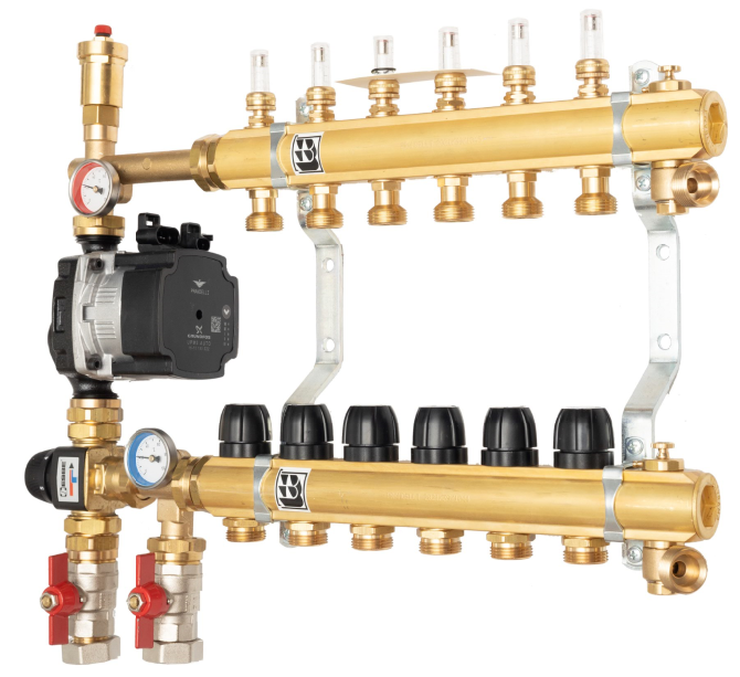 Zestaw pompowy zabezpieczający wymaganą temperaturę wody zasilającej.