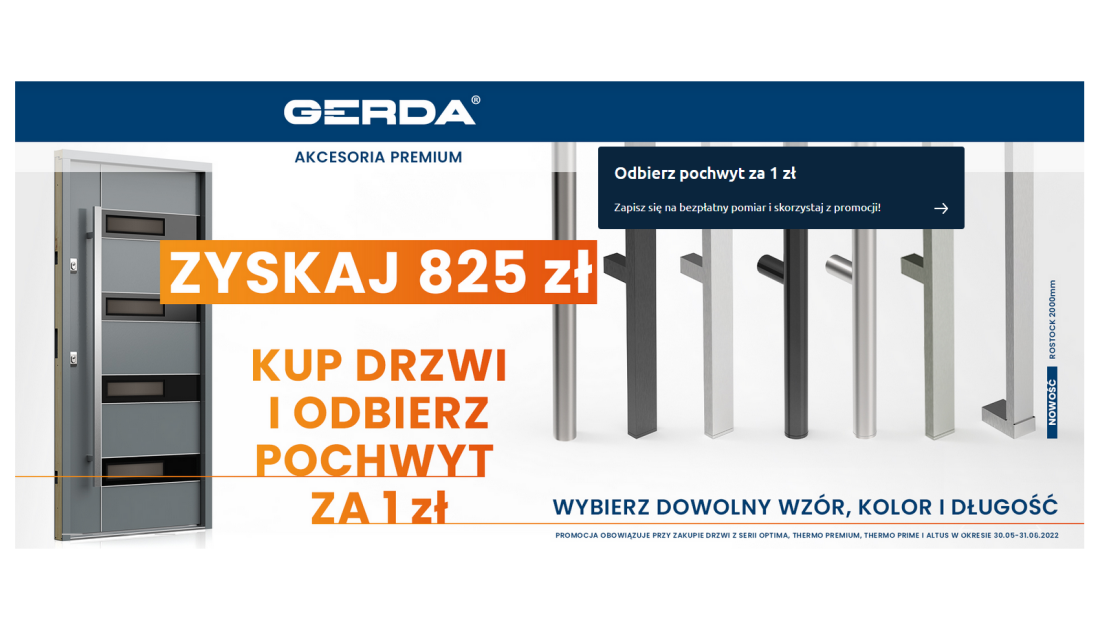 Kup drzwi GERDA i odbierz pochwyt za 1 zł