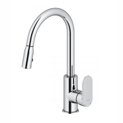 Oltens Lista bateria kuchenna stojąca z wyciąganą wylewką chrom 35202100