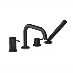 Oltens Molle bateria wannowo-prysznicowa kompletna 4-otworowa czarny mat 34200300