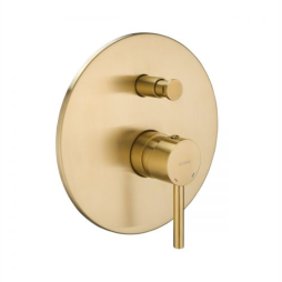 Oltens Molle bateria wannowo-prysznicowa podtynkowa kompletna złoto szczotkowane 34100810