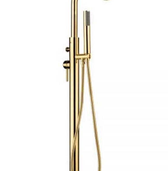 Oltens Molle bateria wannowo-prysznicowa kompletna wolnostojąca złota 34300800