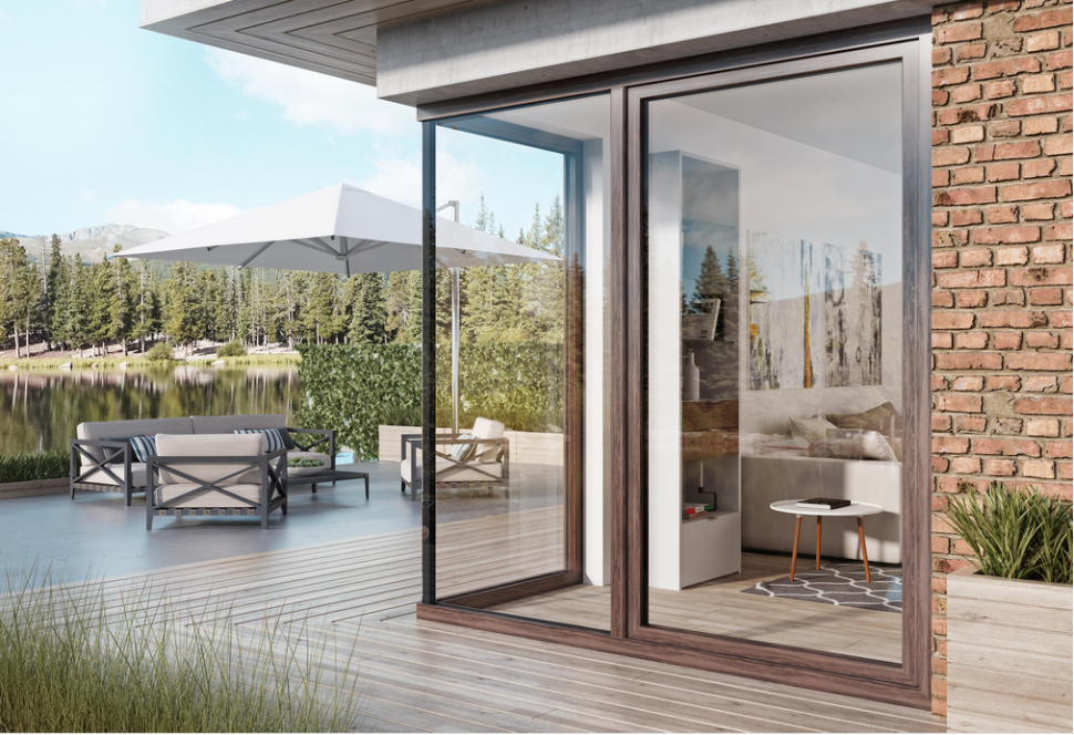 Drzwi tarasowe odstawno-przesuwne Vetrex Patio Air i przeszklenie narożne Glass Corner. Fot. Vetrex