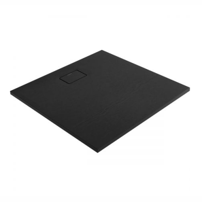 Oltens Bergytan brodzik kwadratowy 100x100 cm RockSurface czarny mat 17102300