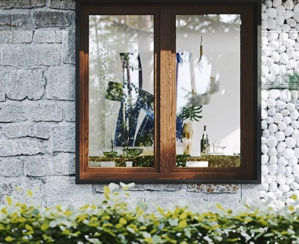 Okno Prismatic OKNOPLAST w kolorze orzech