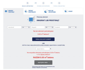 Kalkulator objętości betonu
