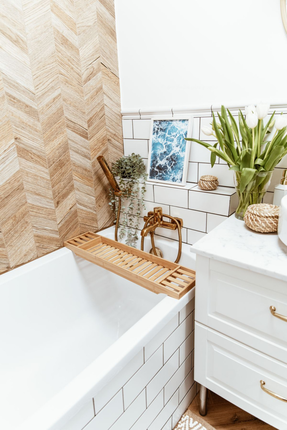 Drewniana półka na wannie Koło Perfect