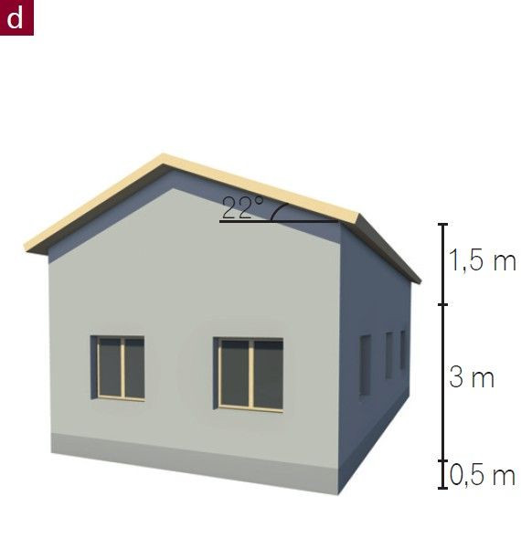 Schemat: mały spadek dachu i wysoka ścianka kolankowa