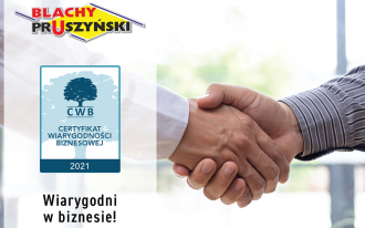 Certyfikat Wiarygodności Biznesowej za rok 2021 - uznanie dla Blachy Pruszyński