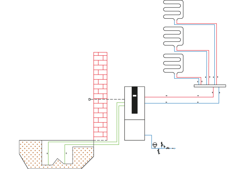 Schemat instalacji z pompą ciepła Maxima Compact
