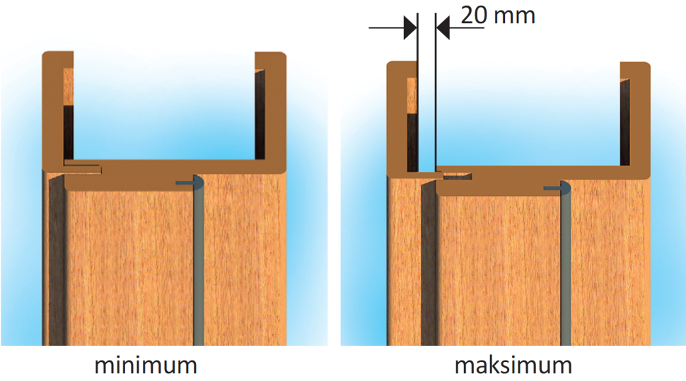 Zakres regulacji grubości ościeżnicy