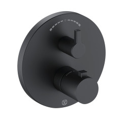 KLUDI NOVA FONTE - Puristic, podtynkowa bateria wannowo-natryskowa z termostatem, czarny mat