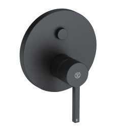 KLUDI NOVA FONTE - Puristic, podtynkowa bateria wannowo-natryskowa, czarny mat, przełącznik PUSH&SWITCH