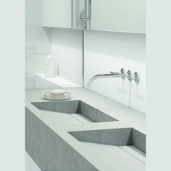 KLUDI NOVA FONTE - Puristic ścienna bateria umywalkowa, wylewka 240 mm; uchwyty proste