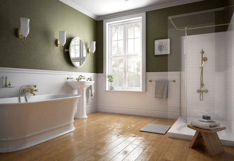 Łazienka w stylu klasycznym z akcesoriami w starym brązie z kolekcji Ferro Antica