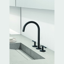 KLUDI NOVA FONTE - Puristic bateria umywalkowa, 3 otworowa, uchwyty proste, czarny mat