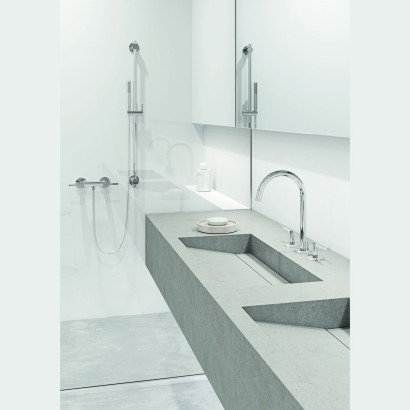 KLUDI NOVA FONTE - Puristic bateria umywalkowa, 3 otworowa, uchwyty proste