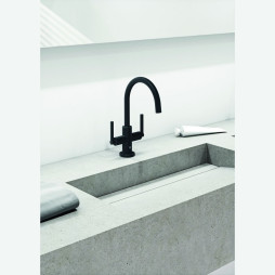 KLUDI NOVA FONTE - Puristic bateria umywalkowa, uchwyty proste, czarny mat