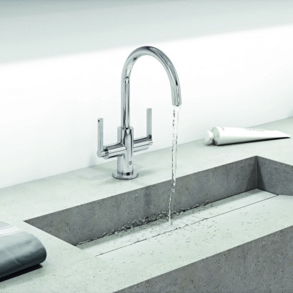 KLUDI NOVA FONTE - Puristic bateria umywalkowa, uchwyty proste