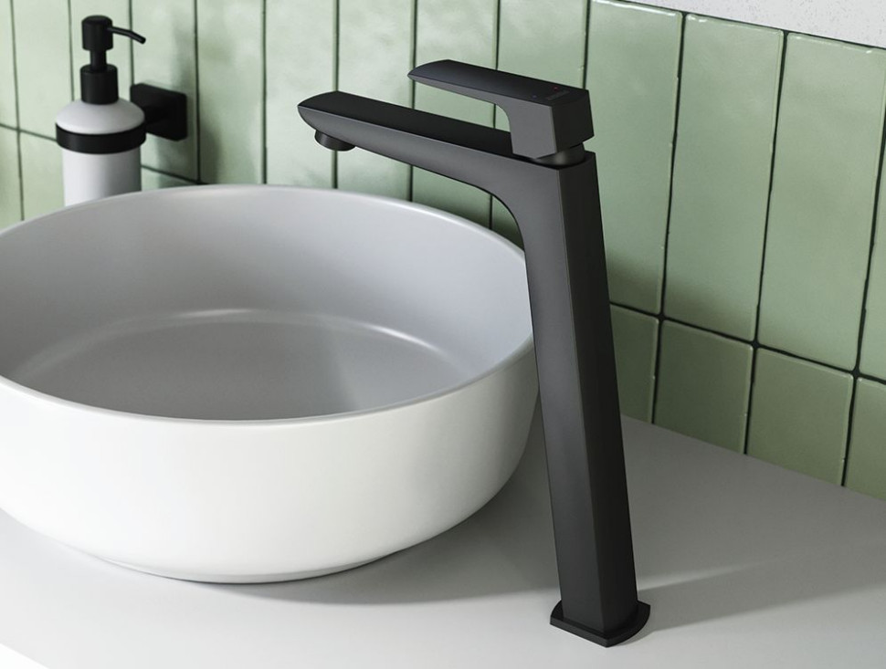 Bateria umywalkowa stojąca nablatowa czarna