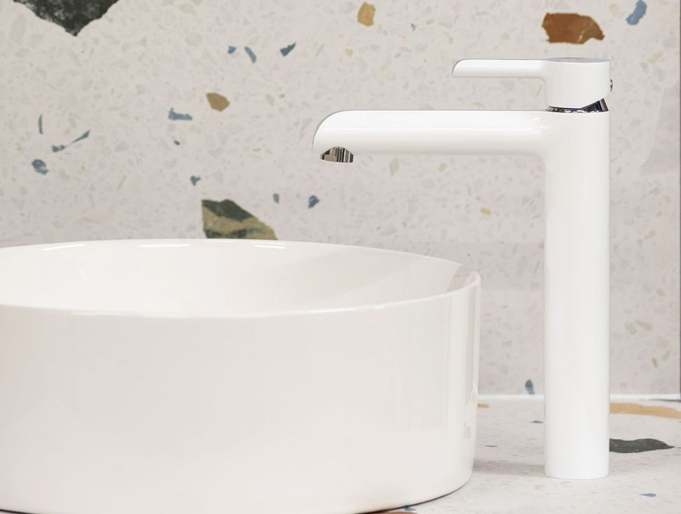 Bateria umywalkowa stojąca nablatowa biała