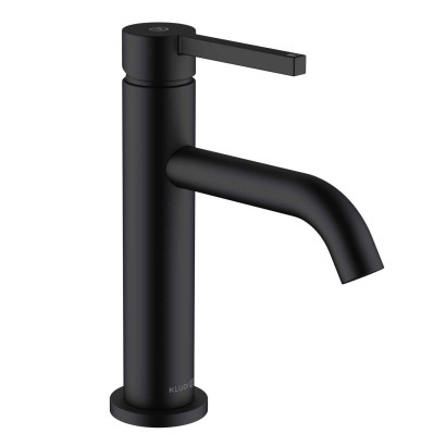 KLUDI NOVA FONTE - Pura jednouchwytowa bateria umywalkowa 100, zestaw odpływowy PUSH-OPEN, czarny mat