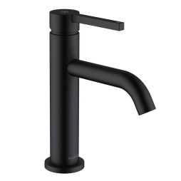 KLUDI NOVA FONTE - Pura jednouchwytowa bateria umywalkowa 100, zestaw odpływowy PUSH-OPEN, czarny mat