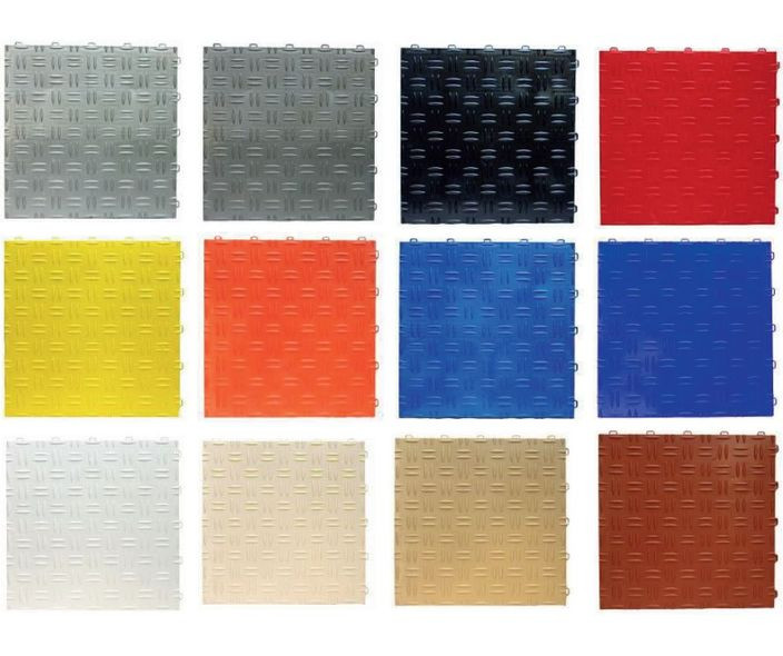 Płytki do garażu z tworzyw sztucznych łączone na specjalne zaczepy - różne kolory