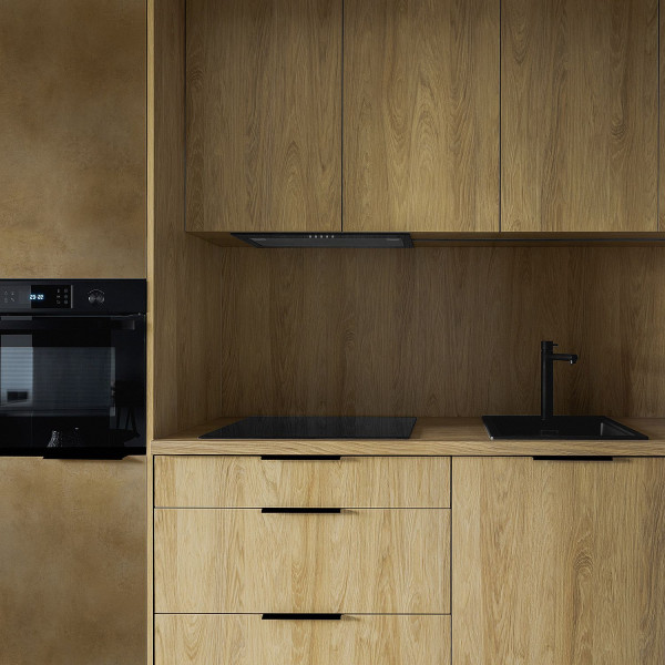 Płyta laminowana Kito brązowa F76110, blat i ścianka Dąb carmel R20365