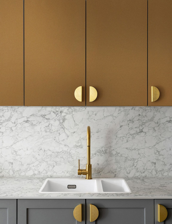 Blat i ścianka Marmur carrara S63009, płyta laminowana Miedź metaliczna F70000