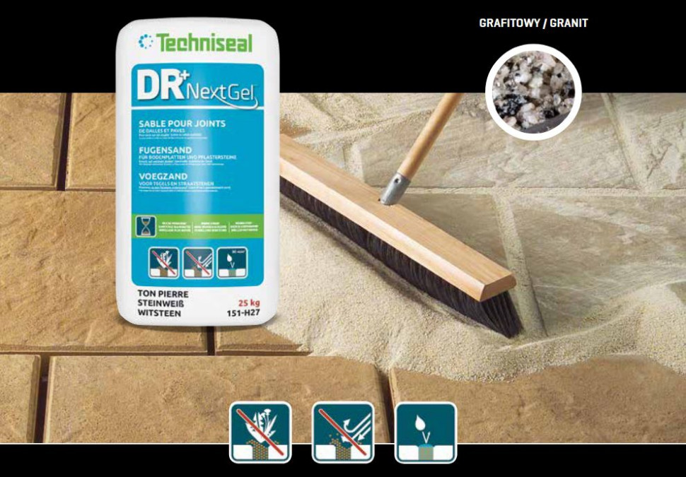 Piasek polimerowy DR + NextGel do fugowania nawierzchni z kostki brukowej marki Polbruk
