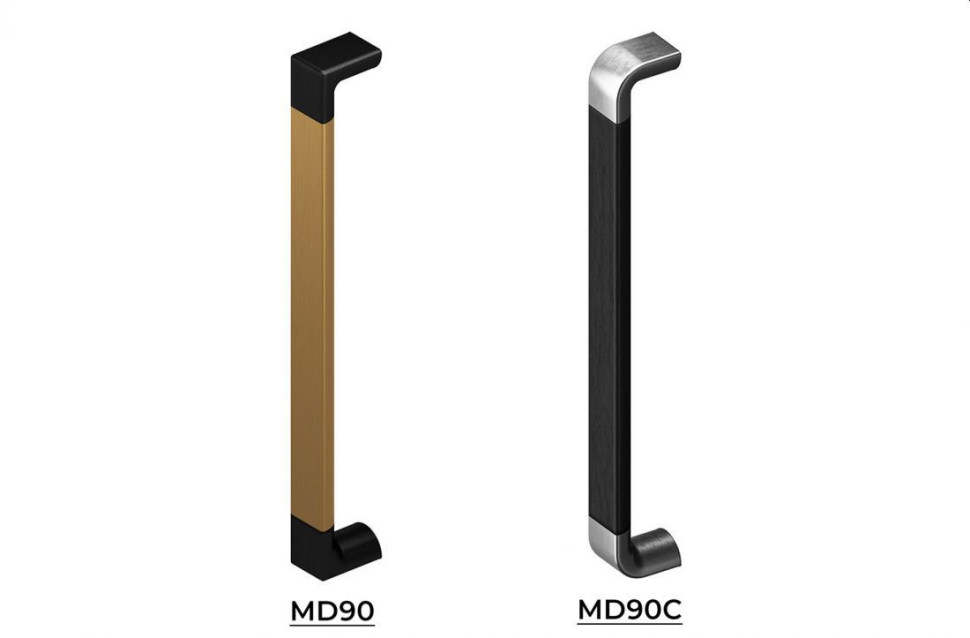 Modułowe uchwyty do drzwi z serii D w dwóch wariantach – MD90 i MD90C.