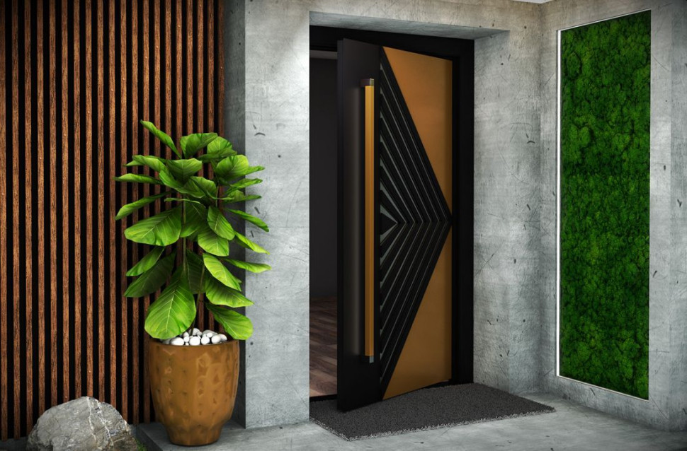 Modułowy uchwyt do drzwi MQA90 40x40 w wariancie złotym.