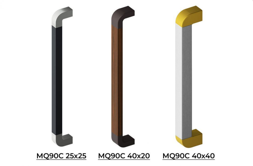 Modułowe uchwyty do drzwi MQ90C w różnych wariantach.