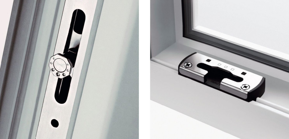 Trzpienie ryglujące w kształcie grzybka i zaczepy antywyważeniowe