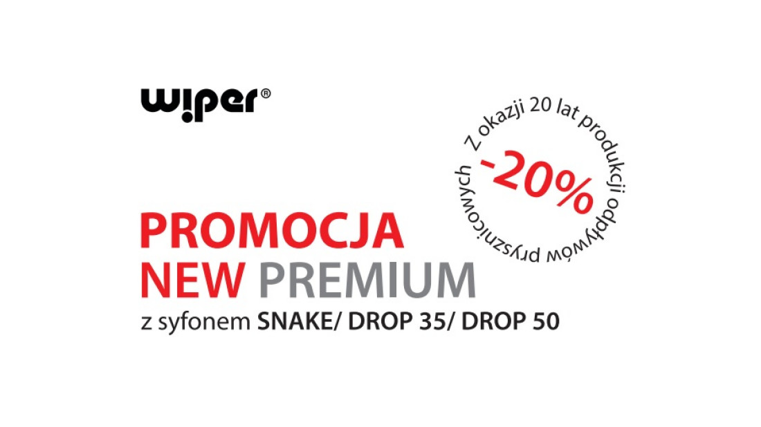 Promocja -20% na odpływy prysznicowe Wiper