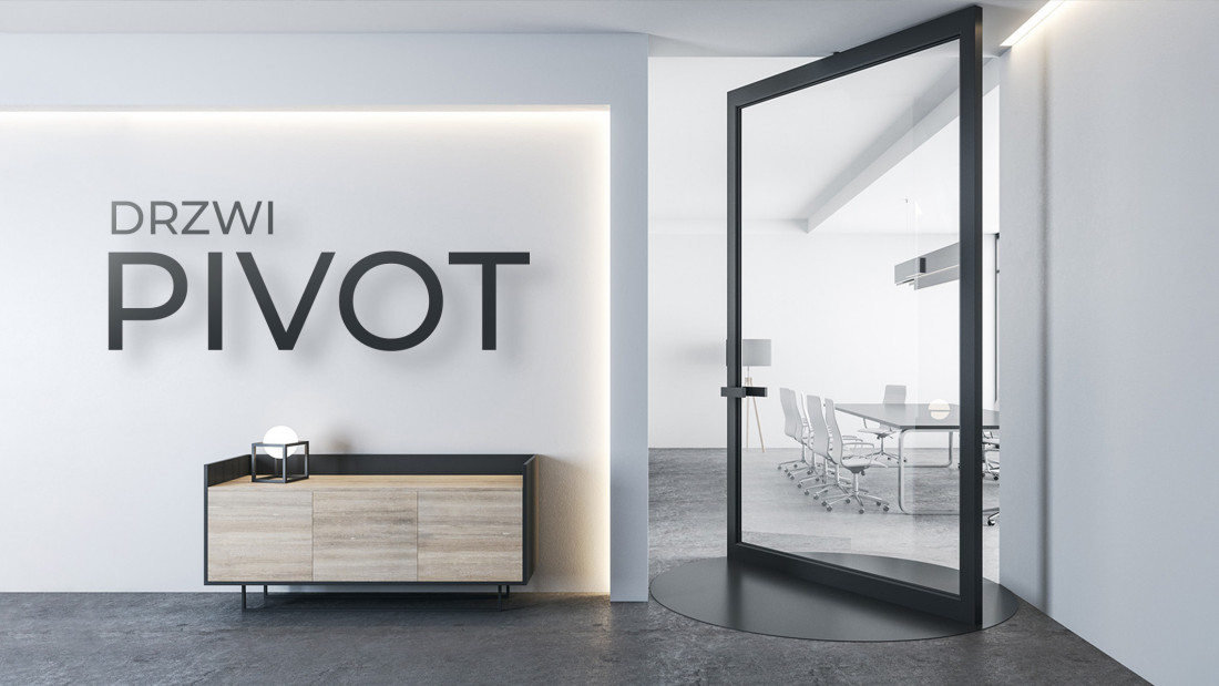 Drzwi Pivot - połączenie szkła i metalu